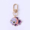Cartoon goldfish enamel keychain with purple and pink finish on golden lobster clasp - Colorful Fish