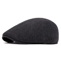 Classic charcoal grey wool blend ivy cap for men with textured finish and short brim - Adjustable / Dark Gray