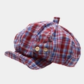 Cappello ottagonale giapponese a quadri per donna in tessuto traspirante rosso e blu - Taglia unica / Rosso