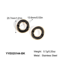 Détails des boucles d'oreilles émail noir avec dimensions en acier inoxydable doré - Noir