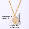 Golden chain necklace with a beige irregular natural stone pendant on white background - Gold + Pinkish White Stone