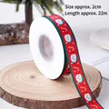 2cm red Christmas ribbon with Santa Claus and candy cane prints for gift wrapping - Red Cane & Santa Polyester Ribbon 2cm (25 Yards)