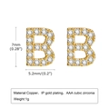 Golden copper letter B stud earrings with AAA cubic zirconia stones 7mm height - Letter B