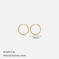 Orecchini a cerchio minimalisti da 30mm in acciaio inossidabile dorato da donna - 30MM / Oro
