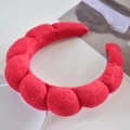 Thick bright red sponge headband for skincare, made of soft plush towel fabric texture - Red (28# Sponge Headband)