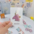 Glitter unicorn hair clips with pink tulle for girls, handmade star mesh hair accessories - Pink Purple Unicorn