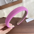 Pink wide sponge headband with textured mesh fabric for a high cranial top look - Rose Red Plaid