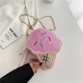 Borsa a catena rosa a forma di gelato con paillettes e tracolla dorata elegante - Rosa