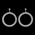 Luxury sparkling silver hoop earrings with white crystals and brilliant starburst effect - Silver Rhinestone Large Diameter Hoop Earrings DTE1516234S