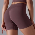 Short de yoga sans couture à taille haute prune avec effet push-up sculptant le fessier - Pourpre Grenade
