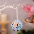 Blauer Filz-Schafanhänger mit Holzkopf und weißer Kordel für Weihnachtsdekoration - Blau