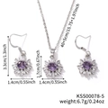 Detailed size chart for silver snowflake necklace and purple zircon earrings set - Purple Style (KSS00078-5)