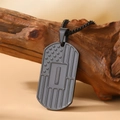 Men's black stainless steel dog tag necklace featuring a laser-etched USA flag design - Letter I Necklace