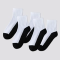 Set van 5 paar witte kindersokken met zwarte versterkte teen en hiel, sportstijl - XS (9-12cm) / Zwarte Basis Contrast (Set van 5)