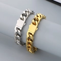 Bracelets gourmette en or et argent polis avec boucle rectangulaire industrielle - Boucle à Pression Double Face (Largeur 13mm Longueur 21cm)