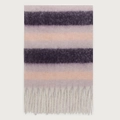 Écharpe douce en cachemire synthétique violet foncé et rose pêche avec franges - Rayures Rose Violet Foncé
