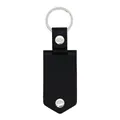 Minimalist black leather keychain with silver metal rings and twin snaps for gifts - Blank Style / Black