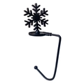 Black metal Christmas stocking hanger for mantel with decorative snowflake top - Snowflake / Matte Black