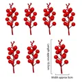 Rote künstliche Beeren Zweige Set für Weihnachtsdeko mit Glanz-Finish, 10.5x5cm Größe - 12 Köpfe Rote Beeren