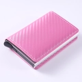 Pink carbon fiber RFID blocking wallet with slim aluminum pop-up card holder mechanism - Carbon Fiber Pink