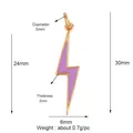 Lavender lightning bolt charm with gold metal frame and dimensions in a three-view display - Slim Lightning-Purple