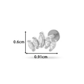 Silver stainless steel labret stud with zircon marquise crystals in butterfly shape - Arc Crown (0169-9#) / Silver