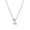 Elegant 925 sterling silver chain necklace featuring a polished letter Z initial pendant - Letter Z / White Gold