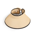 Dettaglio della trama in paglia di carta e bordo nero a contrasto sul cappello - M (56-58cm) / Beige