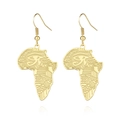 Boucles d'oreilles carte de l'Afrique en acier doré avec motif Oeil d'Horus - Style Crochet Carte Œil d'Horus / E176 Or