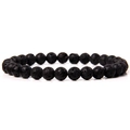 Minimalist 6mm natural black lava stone beaded elastic bracelet with matte finish - Lava Stone