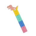 Colorful dinosaur silicone suction cup strap toy with pink head and multi-color band - Dinosaur Yellow Green Blue Pink