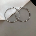 Orecchini a cerchio minimalisti in argento con design a grande cerchio in metallo - Perno in Argento Cerchio Grande Canna di Fucile (63#) / 5cm / Canna di fucile