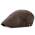Gorra de vendedor de periódicos café oscuro con bordado y hebilla metálica ajustable - café