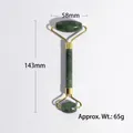 Dark green jade facial roller with golden metal frame, size 143mm by 58mm and 65g - Dark Green Grade A Jade Roller