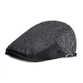 Vintage dark grey floral lace newsboy hat with textured fabric and sun protection - 3D Embossed Style / Black