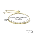 Adjustable gold bracelet with marquise-cut sparkling zircons, 24cm length and 3mm width - White Baguette Arrangement