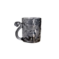 Smoky grey glass mug featuring 3D cat relief design and a cat tail shaped handle - Smoky Gray Cat