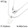 Zilveren roestvrijstalen ketting met rechthoekige letter U hanger en slangenketting ontwerp - Zilveren Letter U (KN293421-Z)
