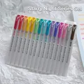 Rainbow set of 15 dual-tip highlighters in a transparent pouch on a white background - Starry Sky Color 15pcs