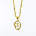 18K gold plated necklace with white enamel 3D letter X pendant and heart detail - Letter-X