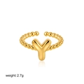 18K gold letter Y bubble beaded ring with adjustable open band and 2.7g lightweight design - Letter Y Style (T249_25)