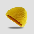 Bright yellow ribbed knit beanie with rolled cuff design for men and women - One Size / Yellow