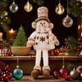 Muñeco de nieve de Navidad sentado de estilo nórdico con piernas largas y chaleco tejido - Estilo de muñeco de nieve europeo