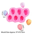Rosa Silikonform mit 6 Tulpenblüten für DIY Kuchenschokolade und handgemachte Seifen - B275 / Rosa
