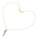 Dettaglio del ciondolo a cornetto placcato oro 18K con pavé di zirconi su catena a cuore - VL350 Oro con Zirconia