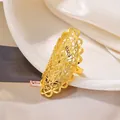 Detailed close-up of hollow lace texture and intricate gold-plated filigree craftsmanship - Lace Craft Large Ring Style