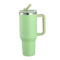 Insulated stainless steel tumbler with handle and straw in light green and pink - 40oz / Light Green (Powder Coated)