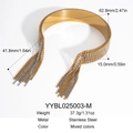 Especificaciones de tamaño para un brazalete de acero inoxidable dorado con borlas mixtas - Collar de Borlas (YYBL025003-M) / Oro y Plata