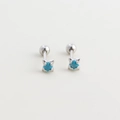 S925 silver star stud earring featuring a turquoise stone with screw back closure - Platinum (Turquoise)