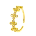 Adjustable golden cross ring with pavé crystals in a vintage geometric design - Vintage Cross Geometric Style (6347) / 14K Imitation Gold